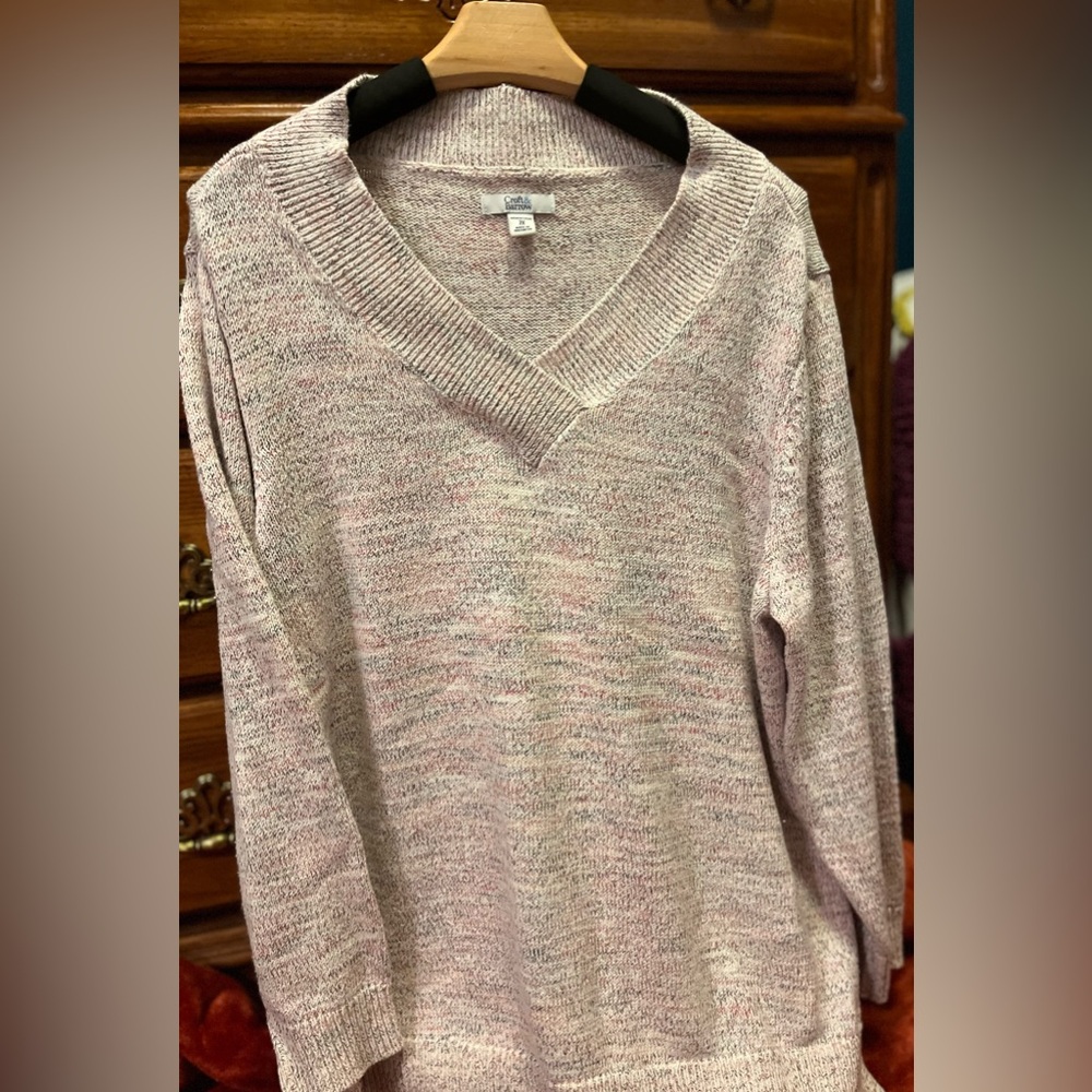 Croft & Barrow Women's V-Neck Sweater - Soft Pink Blend